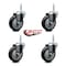 Service Caster 4 Inch Black Polyurethane Wheel Swivel 34 Inch Threaded Stem Caster Set Service Caster SCC-TS20S414-PPUB-BLK-34212-4 - alternate 3